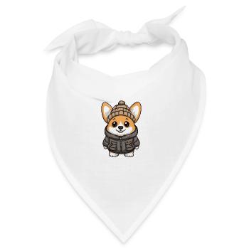 Corgi Hund Stylisch - Bandana - Weiß - Vorne