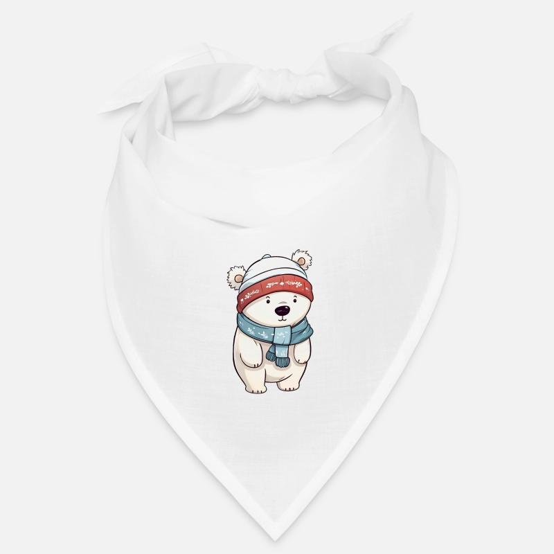 Cute polar bear in festive winter look! Bandana