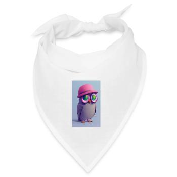 Eule mit Hut - Bandana - Weiß - Vorne