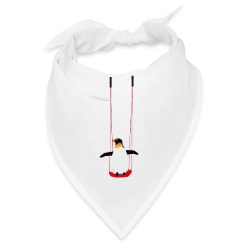 Pinguin auf der Schaukel - Bandana - Weiß - Vorne