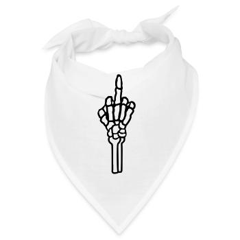 Knochen fuck you Mittelfinger - Bandana - Weiß - Vorne