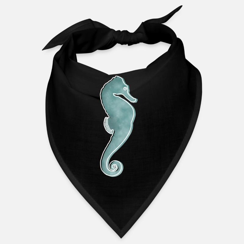 "Seahorse", Boho Line Art Design, Ocean Series Bandana