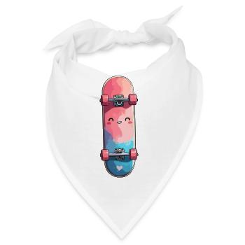 Kuscheliges Wasserfarben-Skateboard - Bandana - Weiß - Vorne