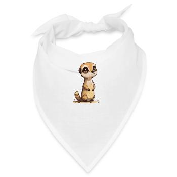 Comic Cute Kawaii Erdmännchen - Bandana - Weiß - Vorne