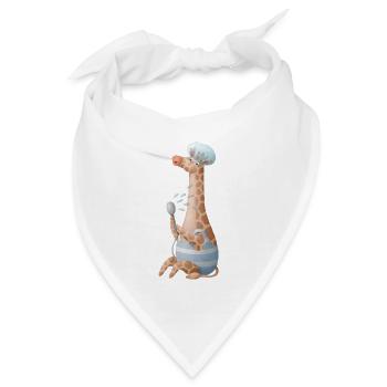 Nette Giraffe die eine Dusche nimmt mit Badehaube - Bandana - Weiß - Vorne