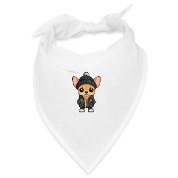 Chihuahua Hund Stylisch - Bandana - Weiß - Vorne