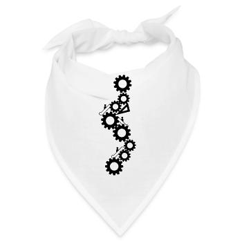 Skoliose Zahnräder schwarz - Bandana - Weiß - Vorne