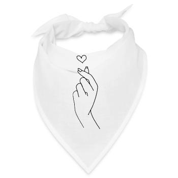 Hand ergreift Herz - Bandana - Weiß - Vorne
