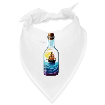 Flaschenschiff / Flaschenpost / Ahoi / Anker - Bandana - Weiß - Vorne