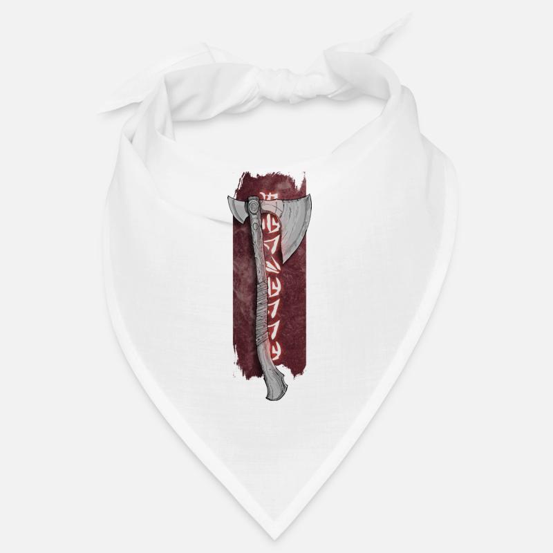 Extraterrestrial Fury: Axe with Glowing Red Text Bandana