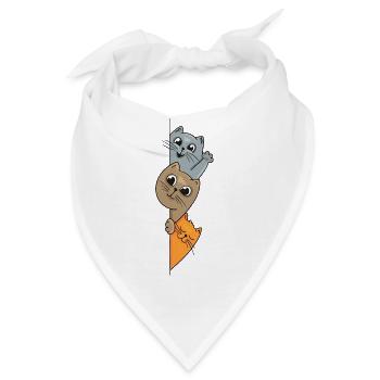 Verspielte Cartoon-Katzen auf vertikalem Schlitz - Bandana - Weiß - Vorne
