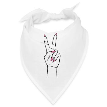 Peace Hand – Feminine Babyboomer Nails Design - Bandana - Weiß - Vorne
