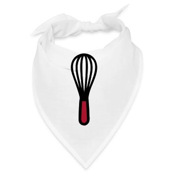 Schneebesen Backen Bäcker Konditorei Kochschule - Bandana - Weiß - Vorne