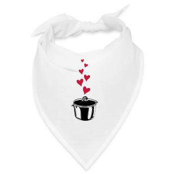 kochtopf topf kochen silhouette herz liebe - Bandana - Weiß - Vorne