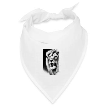 Löwe Schwarz und Weiß - Bandana - Weiß - Vorne