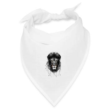Löwe Schwarz und Weiß - Bandana - Weiß - Vorne