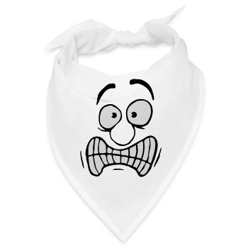 Unsicheres Ängstliches Comic Cartoon Gesicht - Bandana - Weiß - Vorne