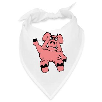 Böser Eber Winkt Lustiges Cartoon Comic Schwein - Bandana - Weiß - Vorne