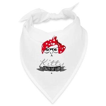 katze hipster kitty crazy cat lady rot kopftuch br - Bandana - Weiß - Vorne