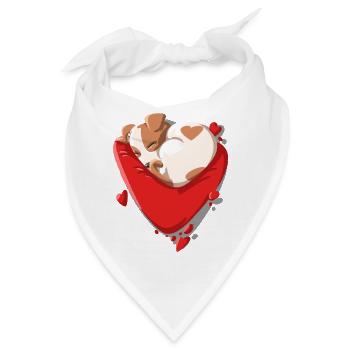 Nette Welpenliebe, Welpen und Liebesherzen - Bandana - Weiß - Vorne