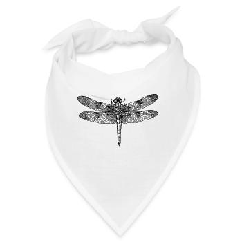Libelle dragonfly Zeichnung Insekt Outline retro - Bandana - Weiß - Vorne