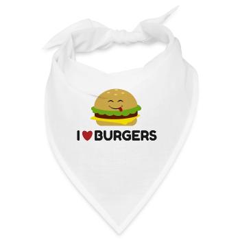 Ich liebe Burger Funny Burger Emoticon niedlich T-shirt - Bandana - Weiß - Vorne
