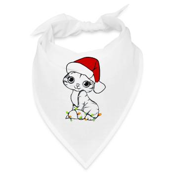 Cute Christmas Cat Katze Weihnachten Geschenk Xmas - Bandana - Weiß - Vorne