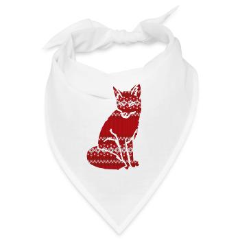 Weihnachten Fuchs - Strick Effekt - Bandana - Weiß - Vorne