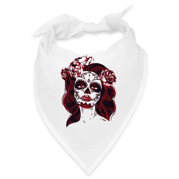tod girl mexico kostüm totenkopf rose Totentag lol - Bandana - Weiß - Vorne