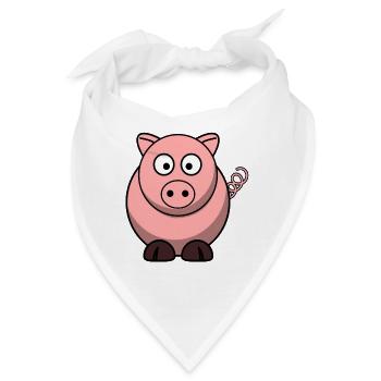 Schwein Cartoon - Bandana - Weiß - Vorne