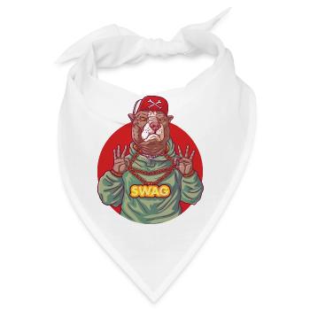 Gangster Pitbull mit Swag - Bandana - Weiß - Vorne