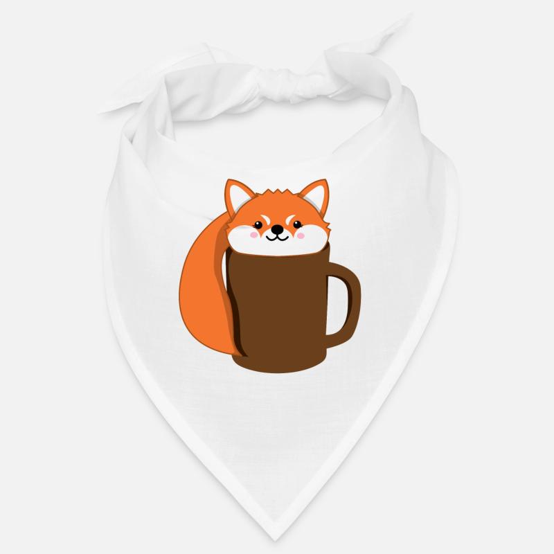 Fox - Coffee - Tase - Comic Style - Gift Bandana