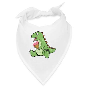 Eiscreme Dino Erdbeereis Dinosaurier T-Rex Saurier - Bandana - Weiß - Vorne