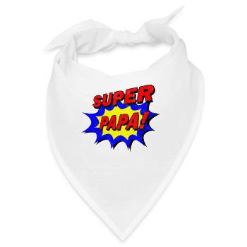 Super Papa Held Comic Vatertags Geschenk - Bandana - Weiß - Vorne