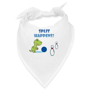 Split Happens Dino Trex T-Rex Bowling T-Shirt - Bandana - Weiß - Vorne