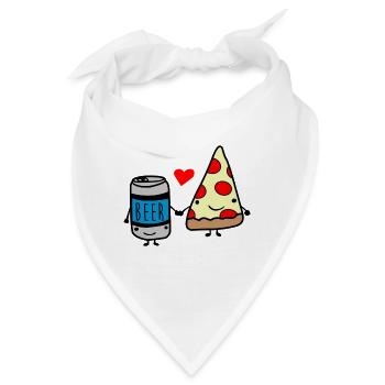 Bier und Pizza Liebe bis zum Tod - Bandana - Weiß - Vorne