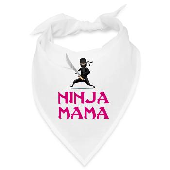 Ninja Mama Mutter Mutti T-Shirt Mutterag Geburtsta - Bandana - Weiß - Vorne