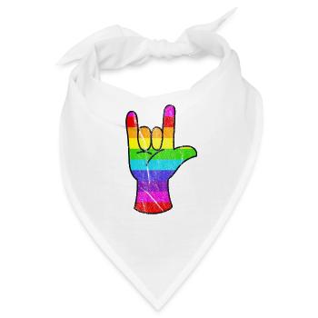 Rainbow Hand Rocking LGBT Pride - Bandana - Weiß - Vorne