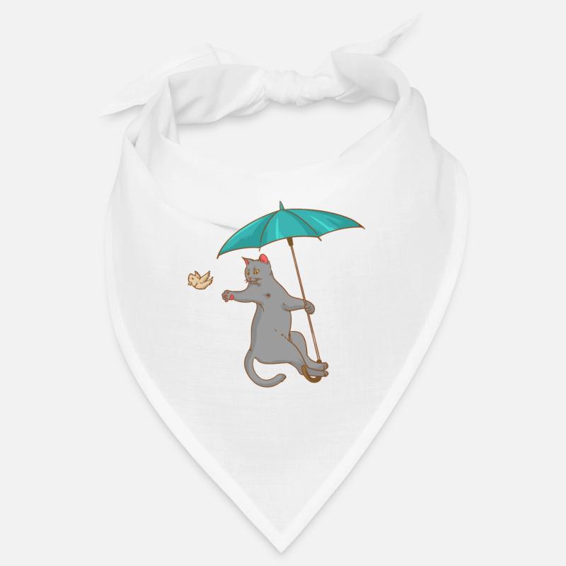 Katze mit Schirm - Vogel - Kätzchen - Geschenk Bandana