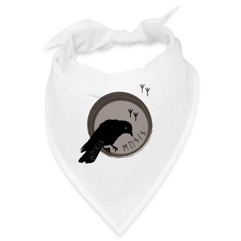 Die Raben von Odin Symbol Hugin und Munin - Bandana - Weiß - Vorne