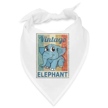Elephant Elefant Vintage Retro Style Grunge - Bandana - Weiß - Vorne