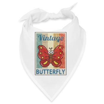 Schmetterling Vintage Retro Style Grunge - Bandana - Weiß - Vorne