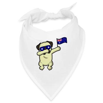 Australien Dabbing Hund Mops Geschenk Weltmeister - Bandana - Weiß - Vorne