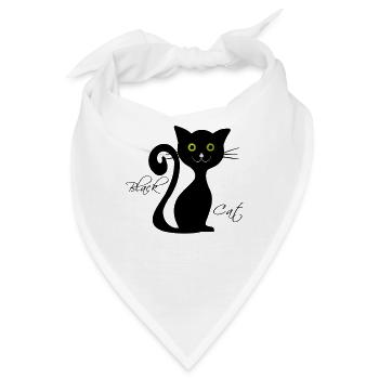Schwarze Katze - Bandana - Weiß - Vorne
