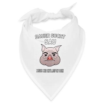 Bauer sucht Frau Sau lustig Landwirt Geschenk - Bandana - Weiß - Vorne