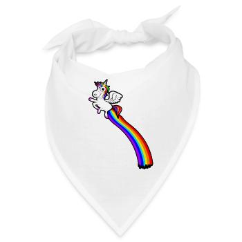 Einhorn furzt sich mit einem Regenbogen hoch - Bandana - Weiß - Vorne