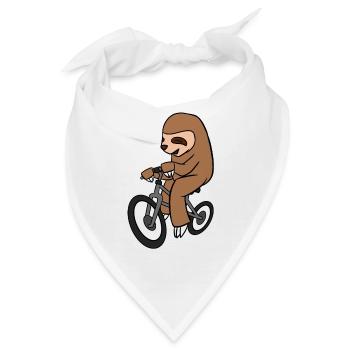 Faultier-Reitfahrrad-T-Shirt Lustiger Säugetier-Radfahrer - Bandana - Weiß - Vorne
