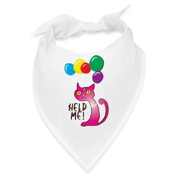Katze Hilf mir, Help me - Bandana - Weiß - Vorne