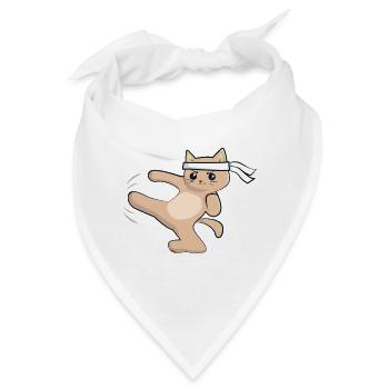 Karate Katze / Kampfkunst - Bandana - Weiß - Vorne