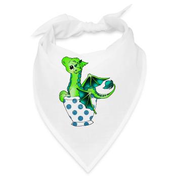 Drache in der Tasse Fabelwesen - Bandana - Weiß - Vorne